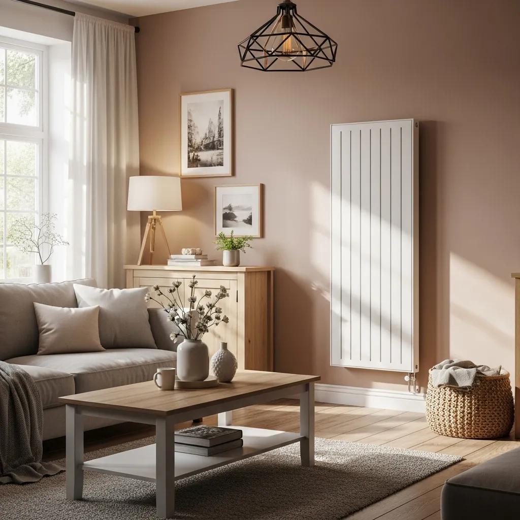 Technician installing a modern heating system in a living room — comfort and efficiency
